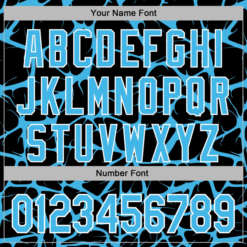 Custom Stitched Black Sky Blue-White 3D Pattern Design Abstract Network Sports Pullover Sweatshirt Hoodie