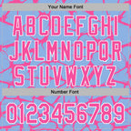 Custom Stitched Light Blue Pink-White 3D Pattern Design Abstract Network Sports Pullover Sweatshirt Hoodie