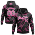 Custom Stitched Black Pink-White 3D Pattern Design Curve Lines Sports Pullover Sweatshirt Hoodie