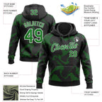 Custom Stitched Black Grass Green-White 3D Pattern Design Curve Lines Sports Pullover Sweatshirt Hoodie