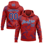 Custom Stitched Red Royal-White 3D Pattern Design Curve Lines Sports Pullover Sweatshirt Hoodie