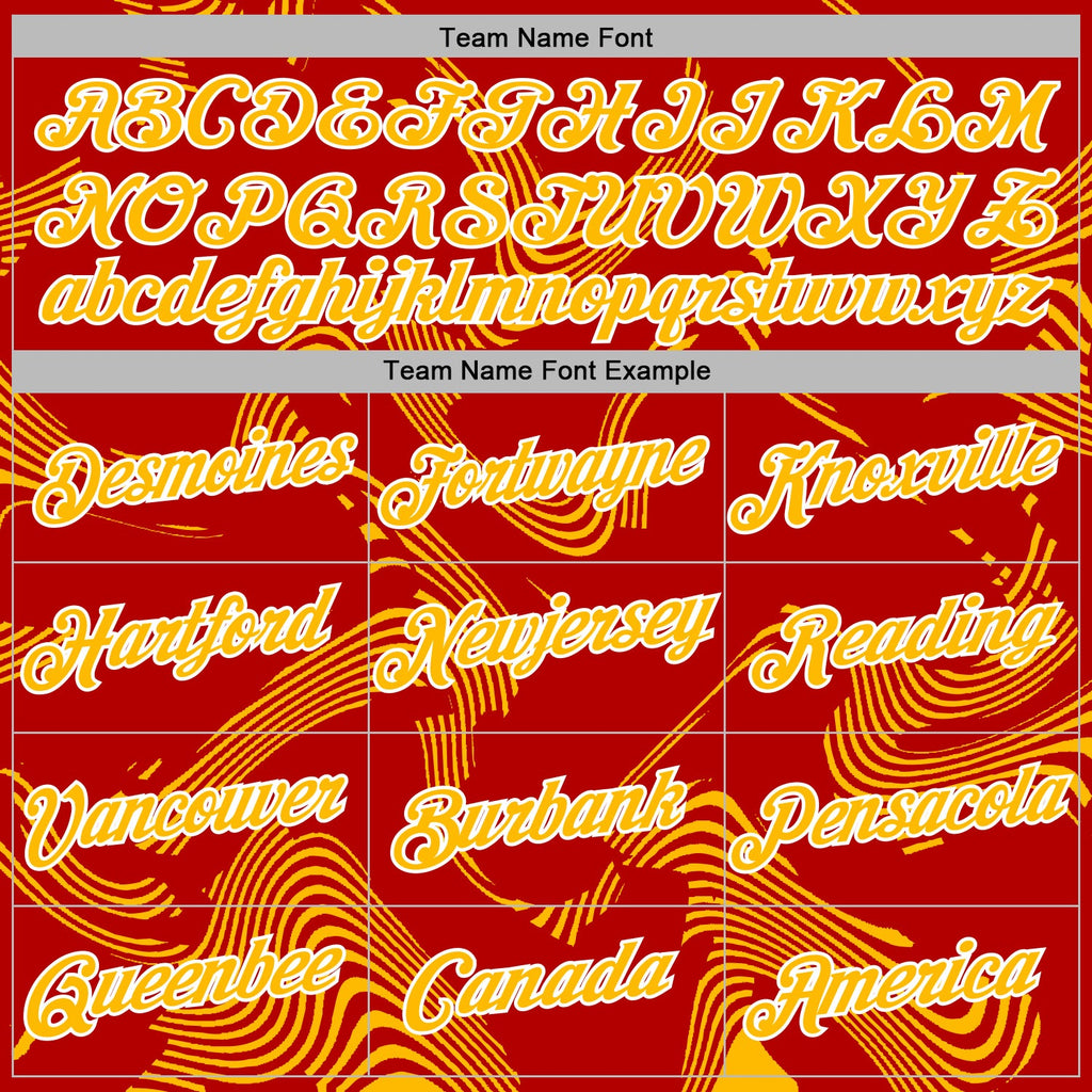 Custom Stitched Red Gold-White 3D Pattern Design Curve Lines Sports Pullover Sweatshirt Hoodie