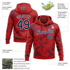 Custom Stitched Red Navy-White 3D Pattern Design Curve Lines Sports Pullover Sweatshirt Hoodie