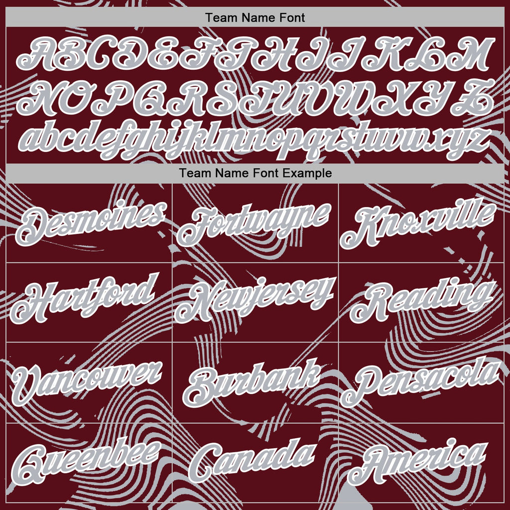 Custom Stitched Burgundy Gray-White 3D Pattern Design Curve Lines Sports Pullover Sweatshirt Hoodie