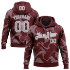 Custom Stitched Burgundy Gray-White 3D Pattern Design Curve Lines Sports Pullover Sweatshirt Hoodie