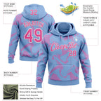 Custom Stitched Light Blue Pink-White 3D Pattern Design Curve Lines Sports Pullover Sweatshirt Hoodie
