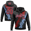 Custom Stitched Black Red-White 3D Pattern Design Splash Sports Pullover Sweatshirt Hoodie