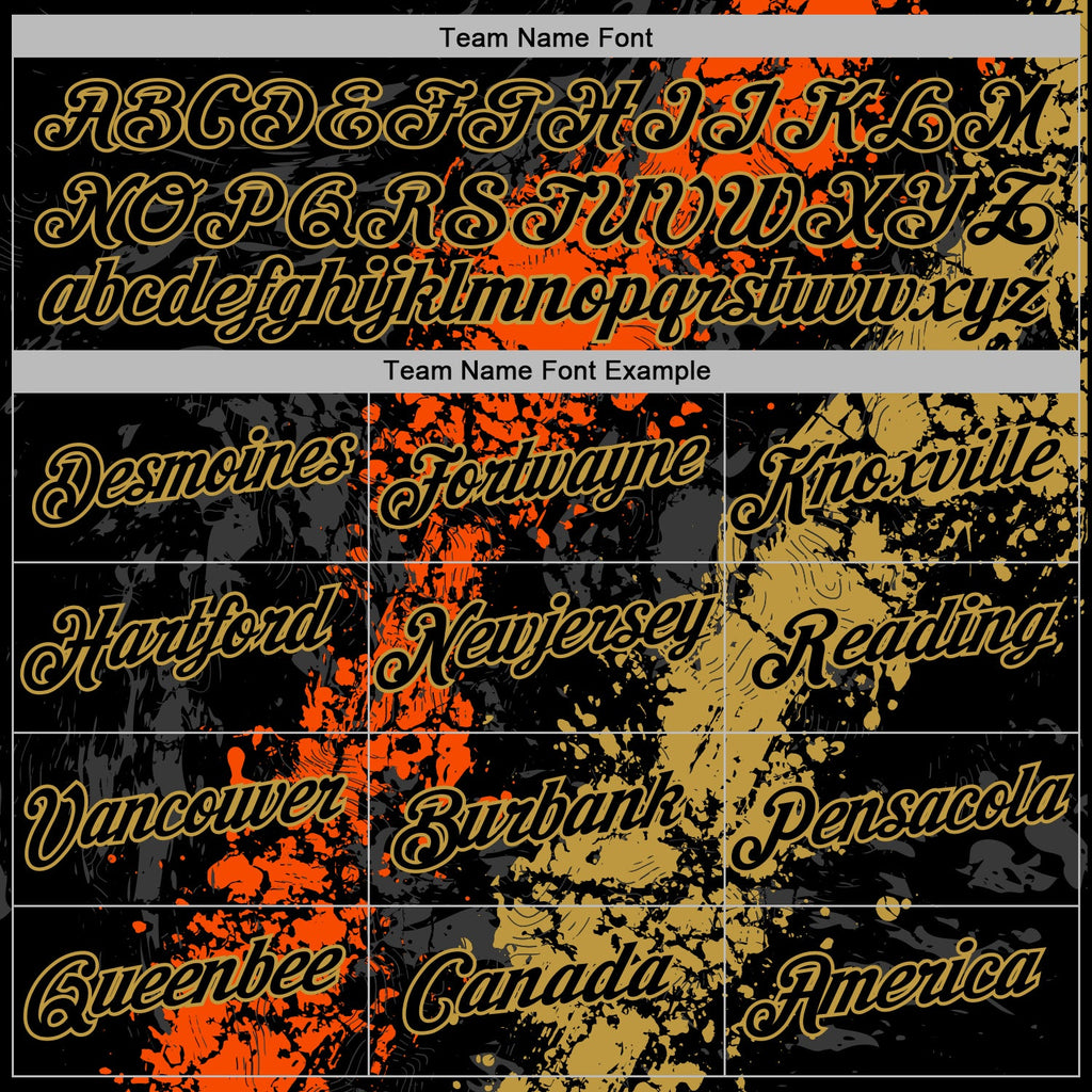 Custom Stitched Black Orange-Old Gold 3D Pattern Design Splash Sports Pullover Sweatshirt Hoodie