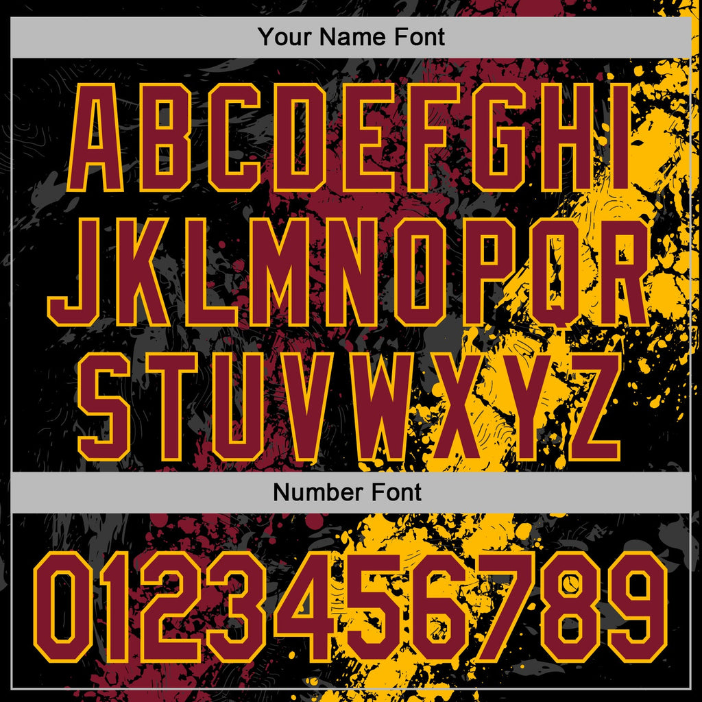 Custom Stitched Black Crimson-Gold 3D Pattern Design Splash Sports Pullover Sweatshirt Hoodie