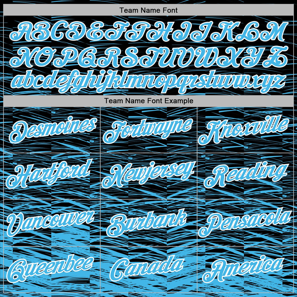 Custom Stitched Black Sky Blue-White 3D Pattern Design Line Sports Pullover Sweatshirt Hoodie