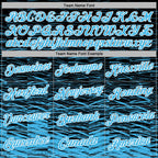 Custom Stitched Black Sky Blue-White 3D Pattern Design Line Sports Pullover Sweatshirt Hoodie
