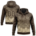 Custom Stitched Brown Cream 3D Pattern Design Line Sports Pullover Sweatshirt Hoodie
