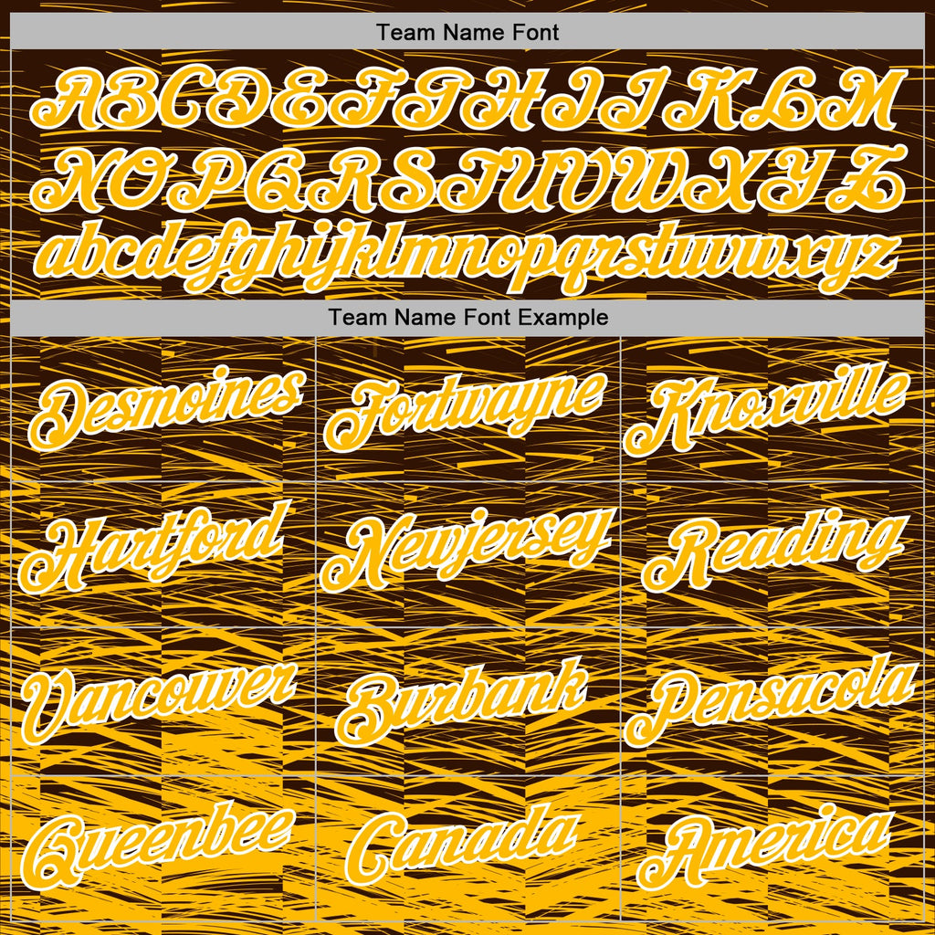 Custom Stitched Brown Gold-White 3D Pattern Design Line Sports Pullover Sweatshirt Hoodie