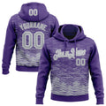 Custom Stitched Purple Gray-White 3D Pattern Design Line Sports Pullover Sweatshirt Hoodie