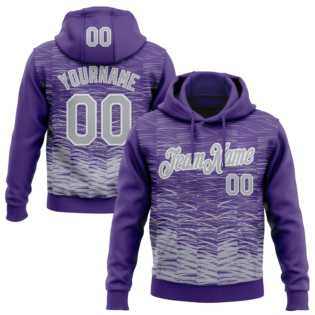 Custom Stitched Purple Gray-White 3D Pattern Design Line Sports Pullover Sweatshirt Hoodie