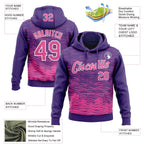Custom Stitched Purple Pink-White 3D Pattern Design Line Sports Pullover Sweatshirt Hoodie