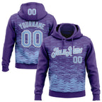 Custom Stitched Purple Light Blue-White 3D Pattern Design Line Sports Pullover Sweatshirt Hoodie