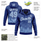 Custom Stitched Royal Light Blue-White 3D Pattern Design Line Sports Pullover Sweatshirt Hoodie