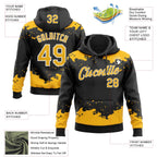 Custom Stitched Black Gold-White 3D Pattern Design Fragment Sports Pullover Sweatshirt Hoodie