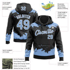 Custom Stitched Black Light Blue-White 3D Pattern Design Fragment Sports Pullover Sweatshirt Hoodie