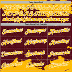 Custom Stitched Burgundy Gold-White 3D Pattern Design Fragment Sports Pullover Sweatshirt Hoodie