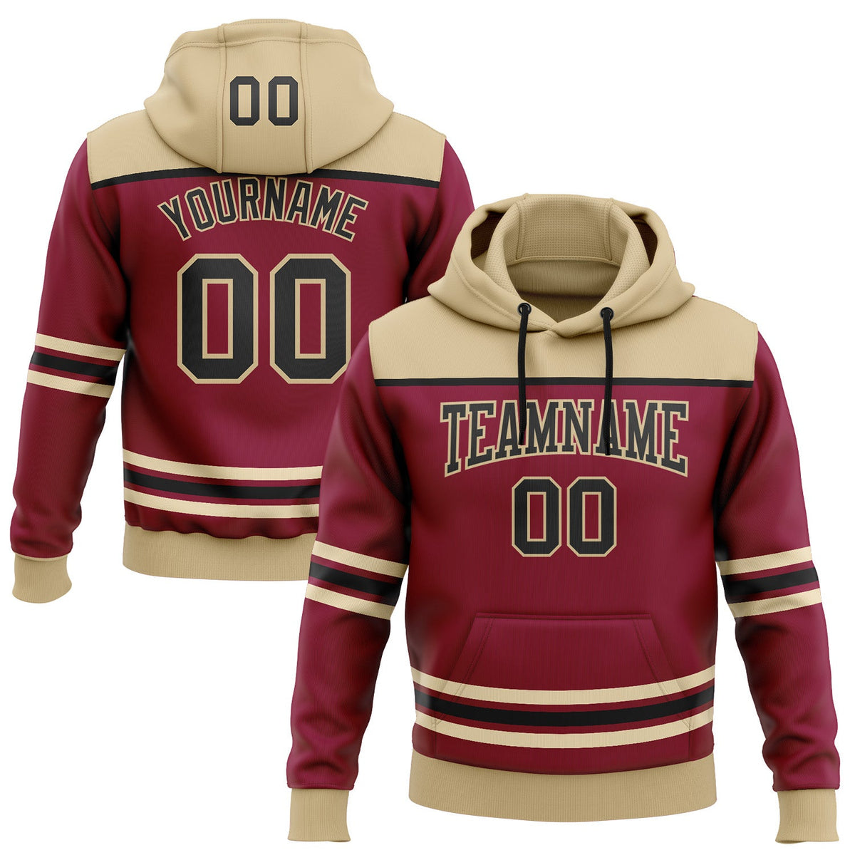 Custom Maroon Black-Vegas Gold 3D Pattern Design Game Day Arizona Inspired Sports Pullover Sweatshirt Hoodie