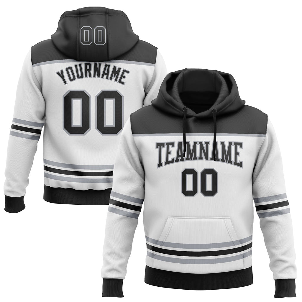 Custom White Black-Gray 3D Pattern Design Game Day Los Angeles Inspired Sports Pullover Sweatshirt Hoodie