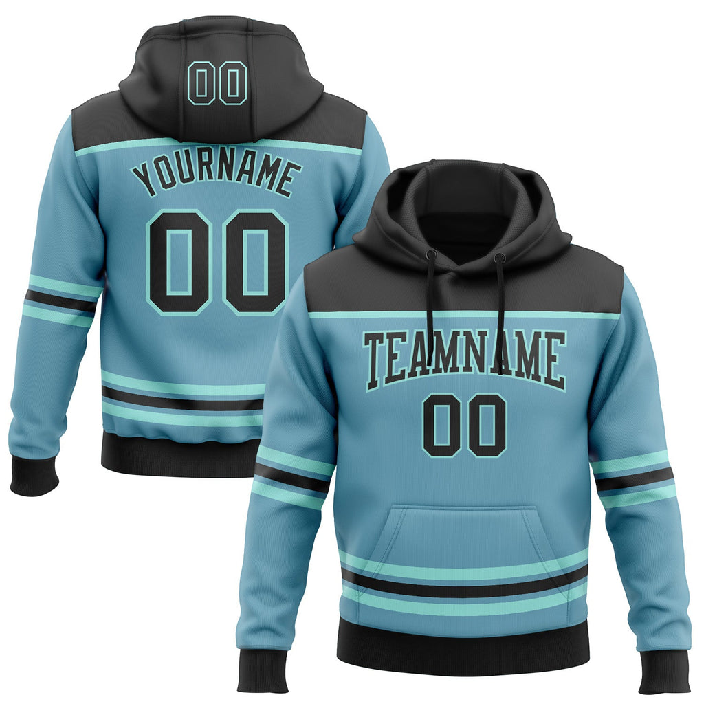 Custom Shadow Blue Black-Ice Blue 3D Pattern Design Game Day Seattle Inspired Sports Pullover Sweatshirt Hoodie