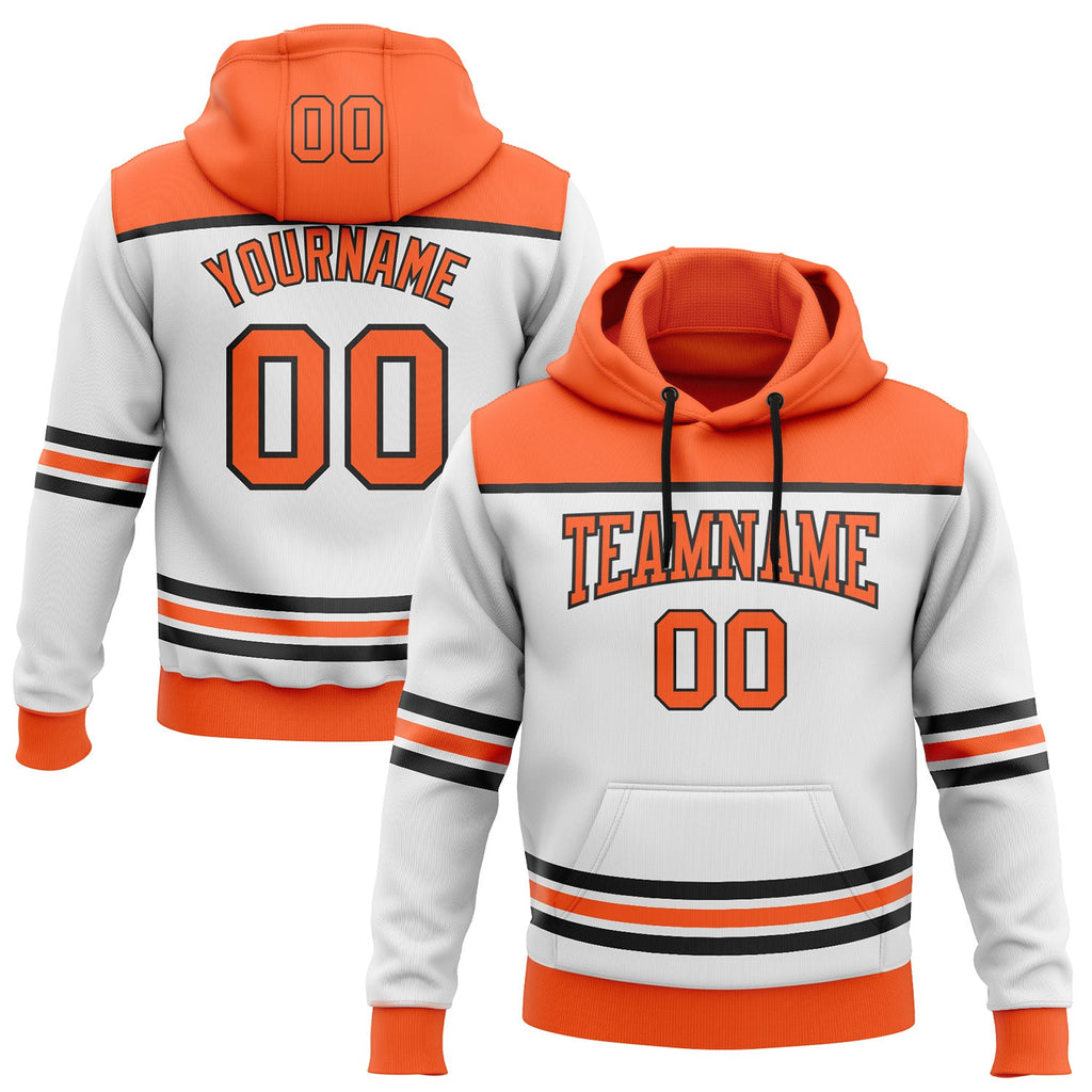 Custom White Orange-Black 3D Pattern Design Game Day Anaheim Inspired Sports Pullover Sweatshirt Hoodie