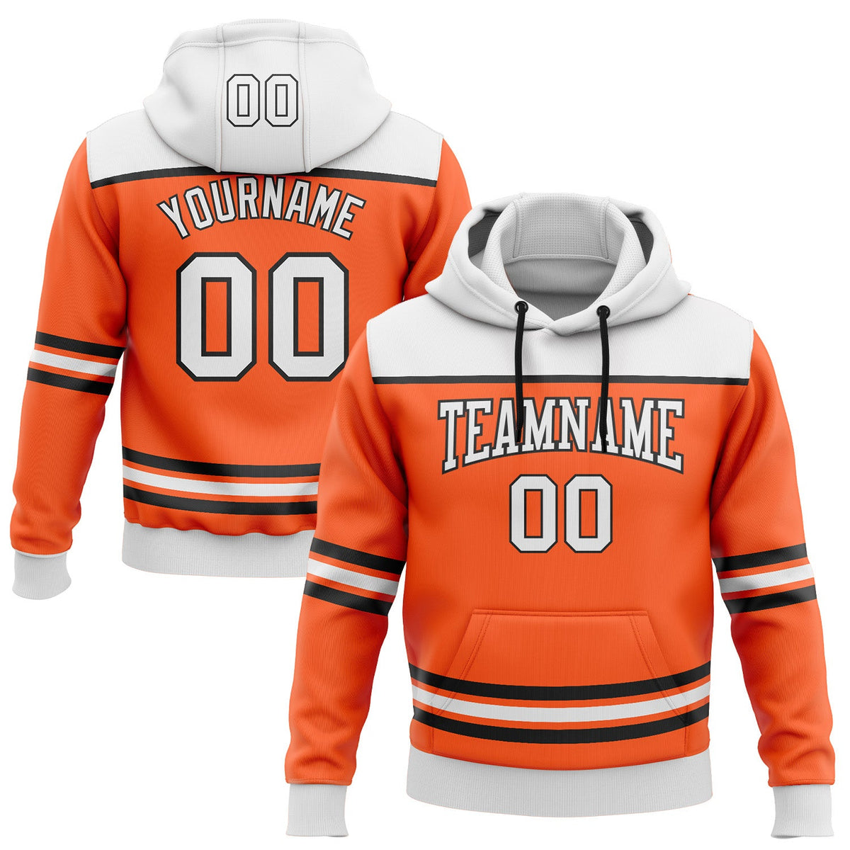 Custom Orange White-Black 3D Pattern Design Game Day Anaheim Inspired Sports Pullover Sweatshirt Hoodie
