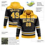 Custom Black Gold-White 3D Pattern Design Game Day Boston Inspired Sports Pullover Sweatshirt Hoodie