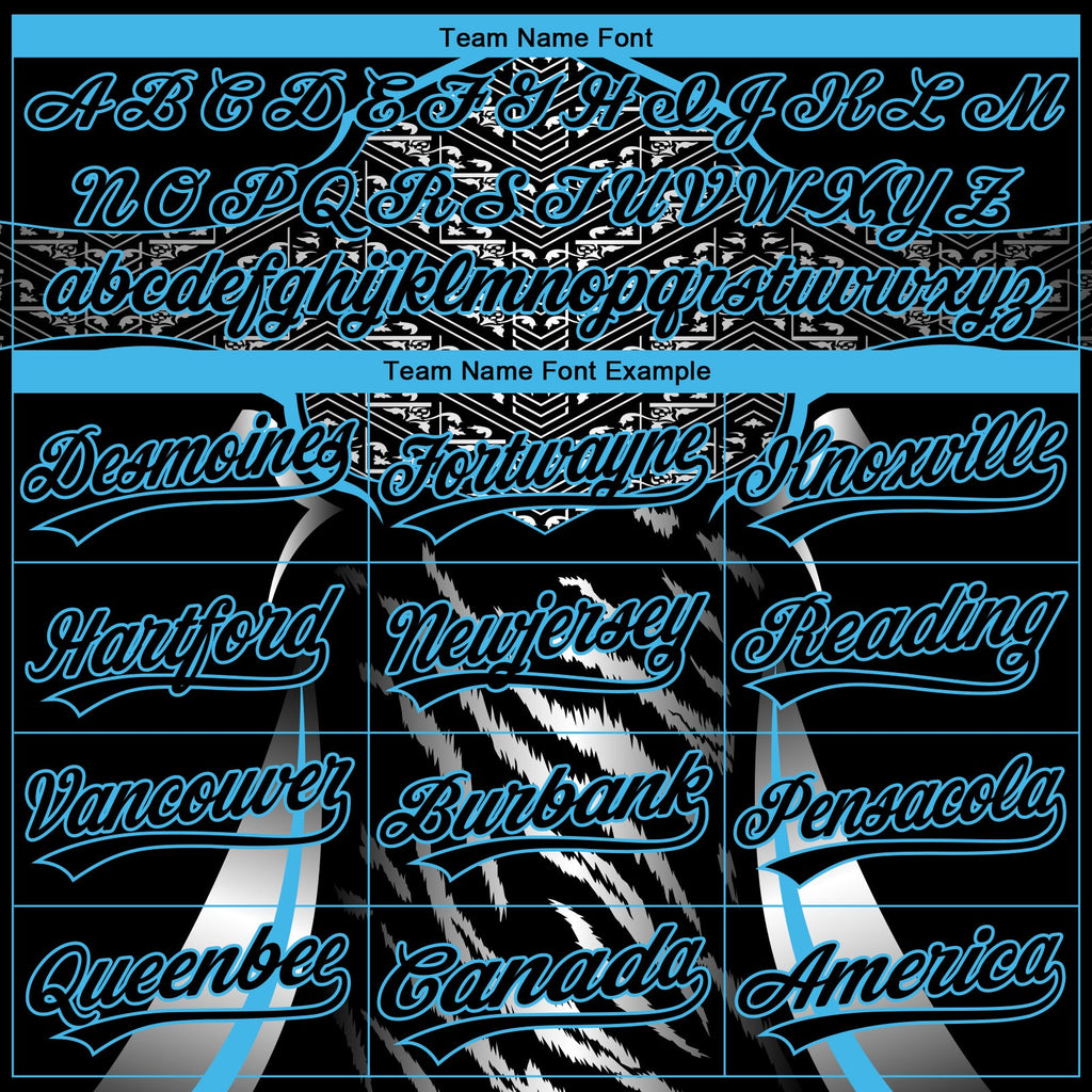 Custom Stitched Black Sky Blue-White 3D Pattern Design E-sports Pullover Sweatshirt Hoodie