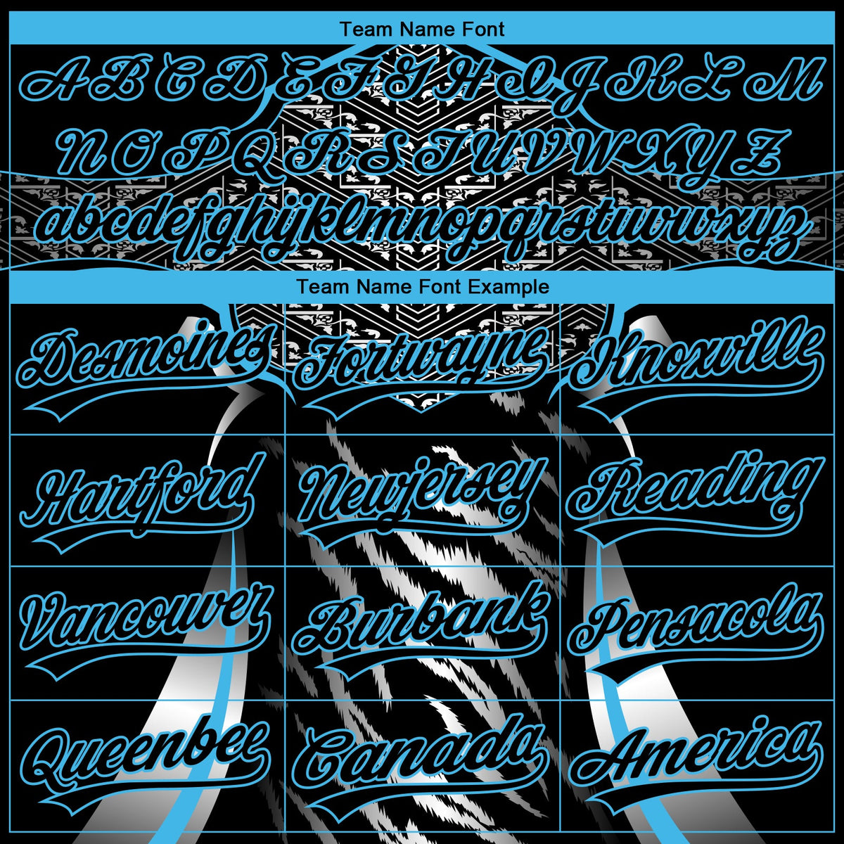 Custom Stitched Black Sky Blue-White 3D Pattern Design E-sports Pullover Sweatshirt Hoodie