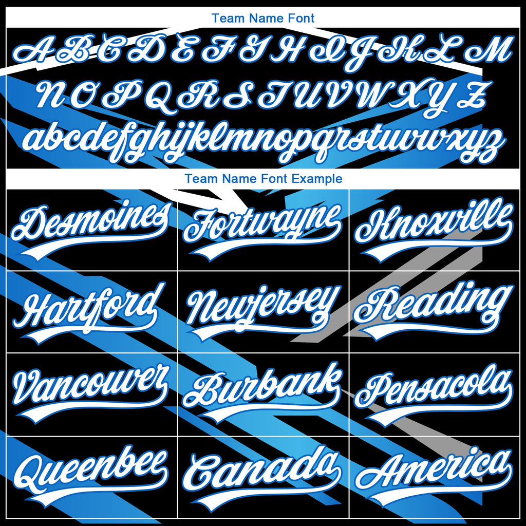 Custom Stitched Black White-Sky Blue 3D Pattern Design E-sports Pullover Sweatshirt Hoodie