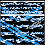 Custom Stitched Black White-Sky Blue 3D Pattern Design E-sports Pullover Sweatshirt Hoodie