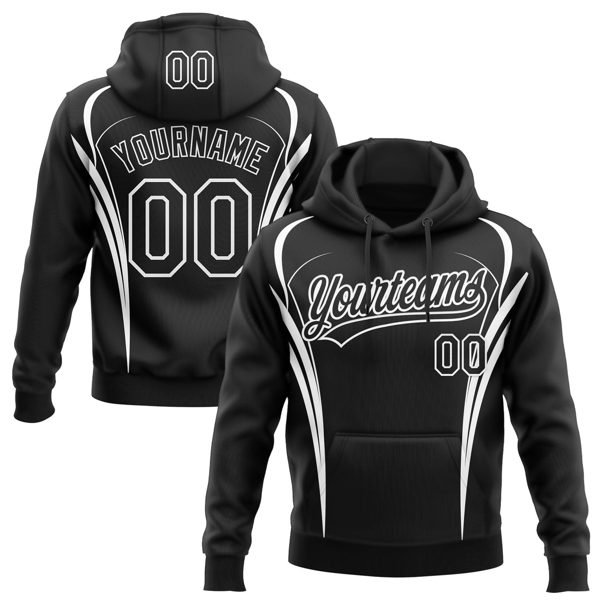 Custom Stitched Black White 3D Pattern Design E-sports Pullover Sweatshirt Hoodie