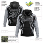 Custom Stitched Black Gray 3D Pattern Design E-sports Pullover Sweatshirt Hoodie