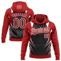Custom Stitched Red Black-White 3D Pattern Design E-sports Pullover Sweatshirt Hoodie