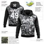 Custom Stitched Black White-Gray 3D Pattern Design Religion Jesus Christ Pullover Sweatshirt Hoodie