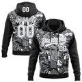 Custom Stitched Black White-Gray 3D Pattern Design Religion Jesus Christ Pullover Sweatshirt Hoodie