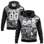 Custom Stitched Black White-Gray 3D Pattern Design Religion Jesus Christ Pullover Sweatshirt Hoodie
