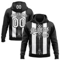 Custom Stitched Black White 3D Pattern Design Retro Medieval Pullover Sweatshirt Hoodie