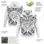 Custom Stitched White Black 3D Pattern Design Medusa Pullover Sweatshirt Hoodie