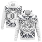 Custom Stitched White Black 3D Pattern Design Medusa Pullover Sweatshirt Hoodie