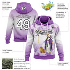 Custom Stitched Medium Purple White-Black 3D Pattern Design Religion The Virgin Mary Pullover Sweatshirt Hoodie