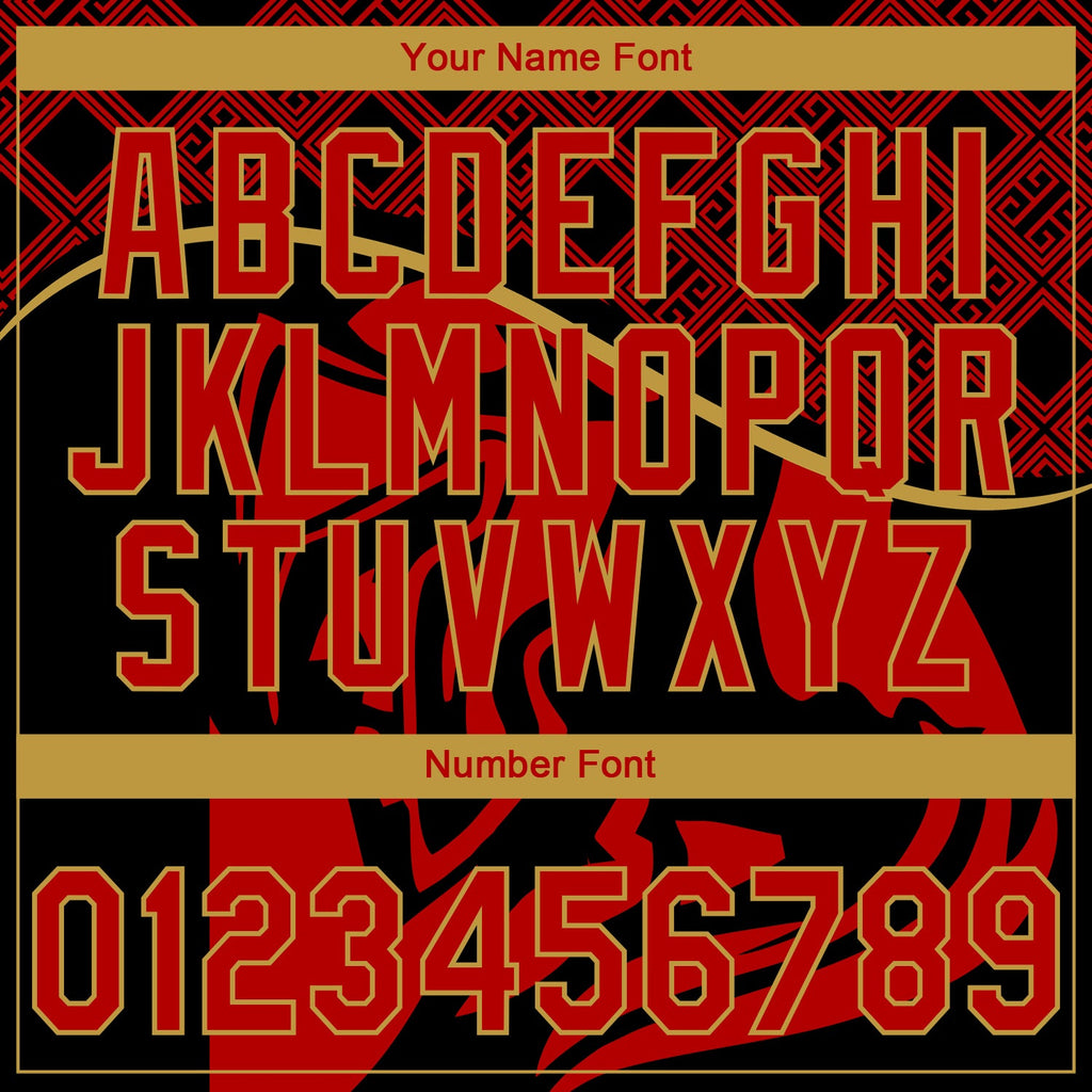 Custom Stitched Red Black-Old Gold 3D Pattern Design Knight Pullover Sweatshirt Hoodie