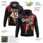 Custom Stitched Black White-Fire Red 3D Pattern Design Religion Praying Hands Pullover Sweatshirt Hoodie