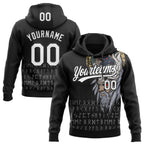 Custom Stitched Black White 3D Pattern Design Viking Pullover Sweatshirt Hoodie