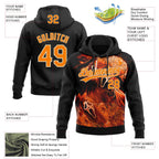 Custom Stitched Black Bay Orange-City Cream 3D Skull Pattern Pullover Sweatshirt Hoodie