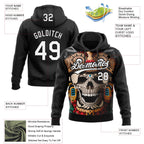 Custom Stitched Black White 3D Skull Pattern Pullover Sweatshirt Hoodie